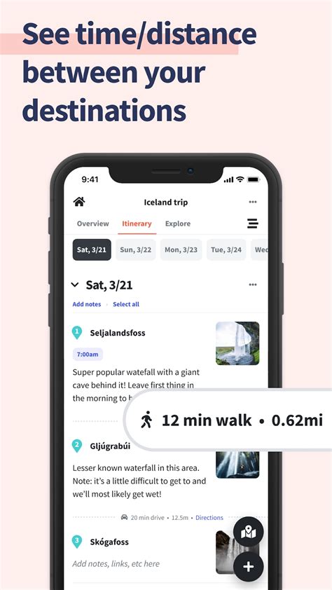 Wanderlog for Android .